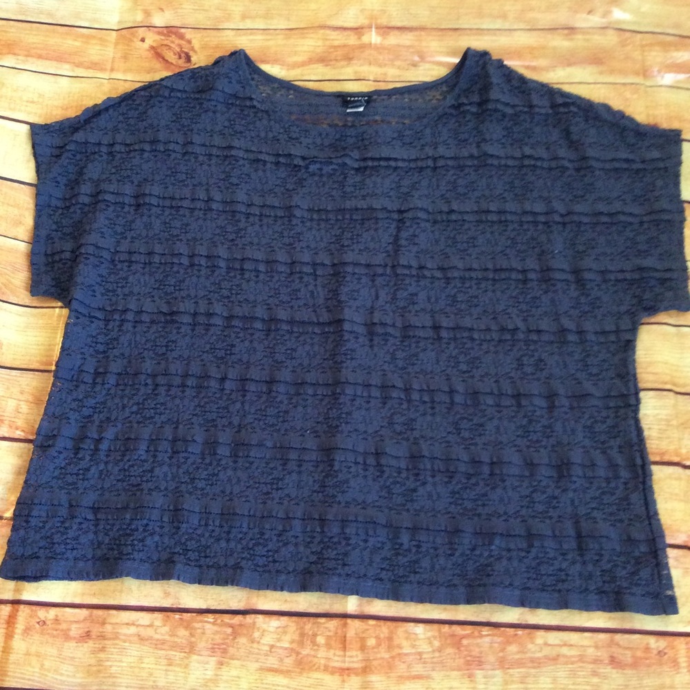 Torrid Blue Lace Ruffle Pleated Mesh Blouse Sz  3